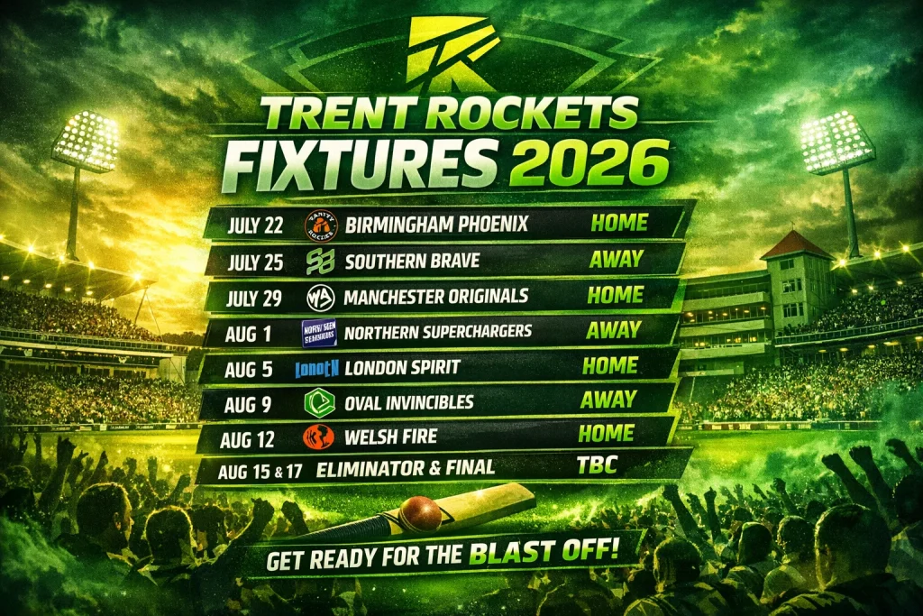 Trent Rockets fixtures 2026