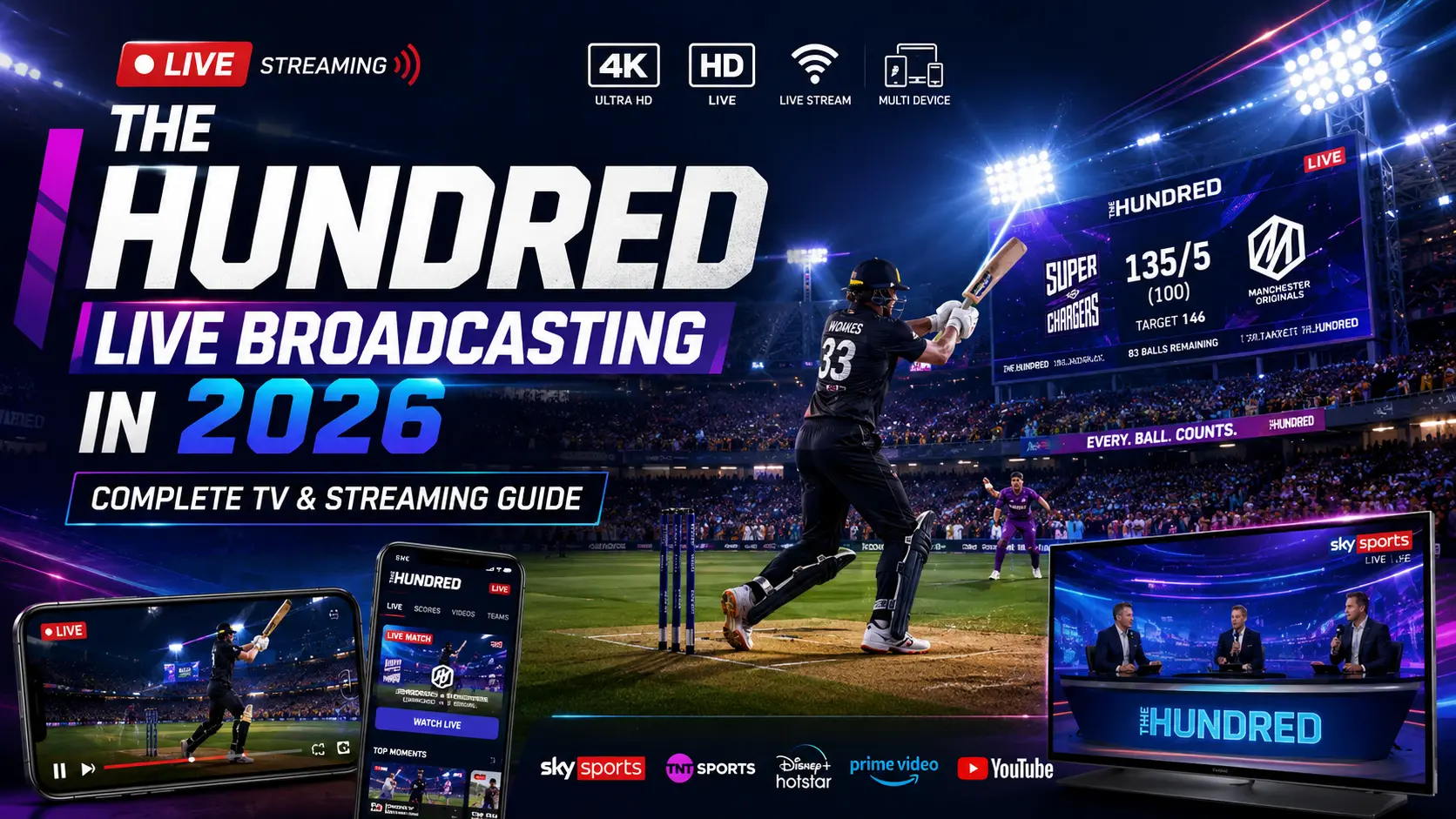 The Hundred Live Broadcasting in 2026